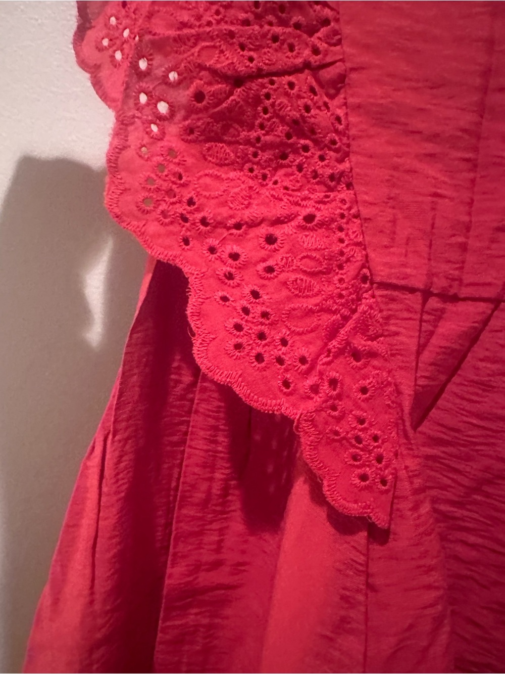 Blu Pepper Red Eyelet Ruffle Button-Front Blouse - Picture 6 of 6